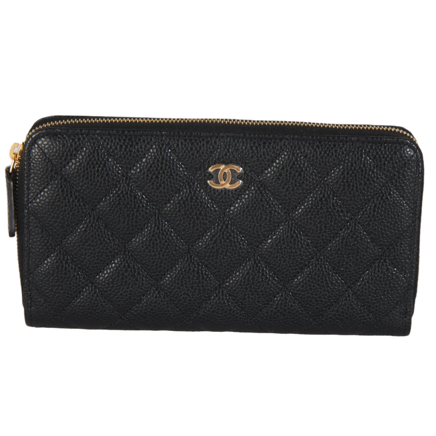 Black Caviar Zip Around L-Gusset Wallet