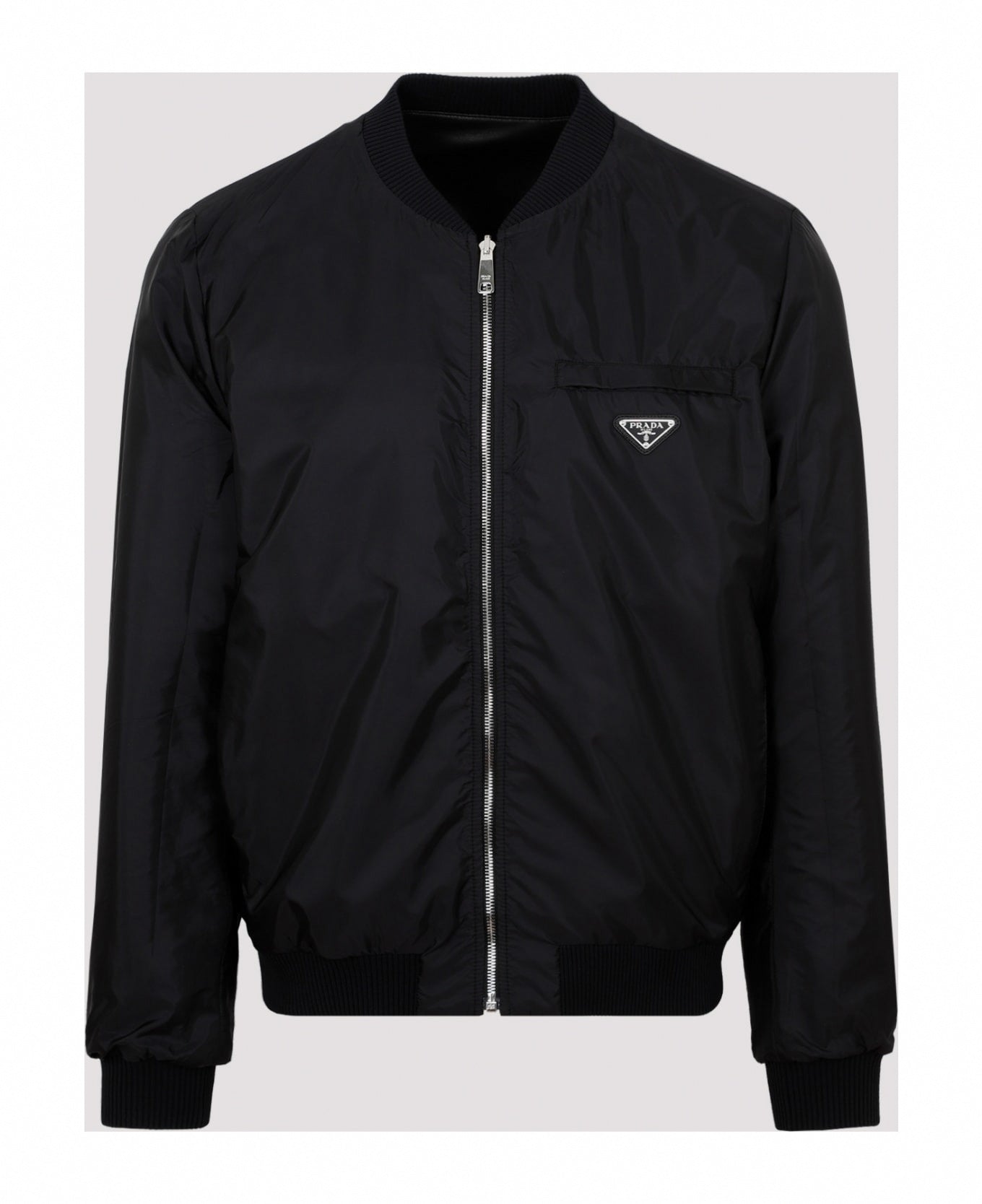 Reversible Leather & Nylon Bomber Jacket