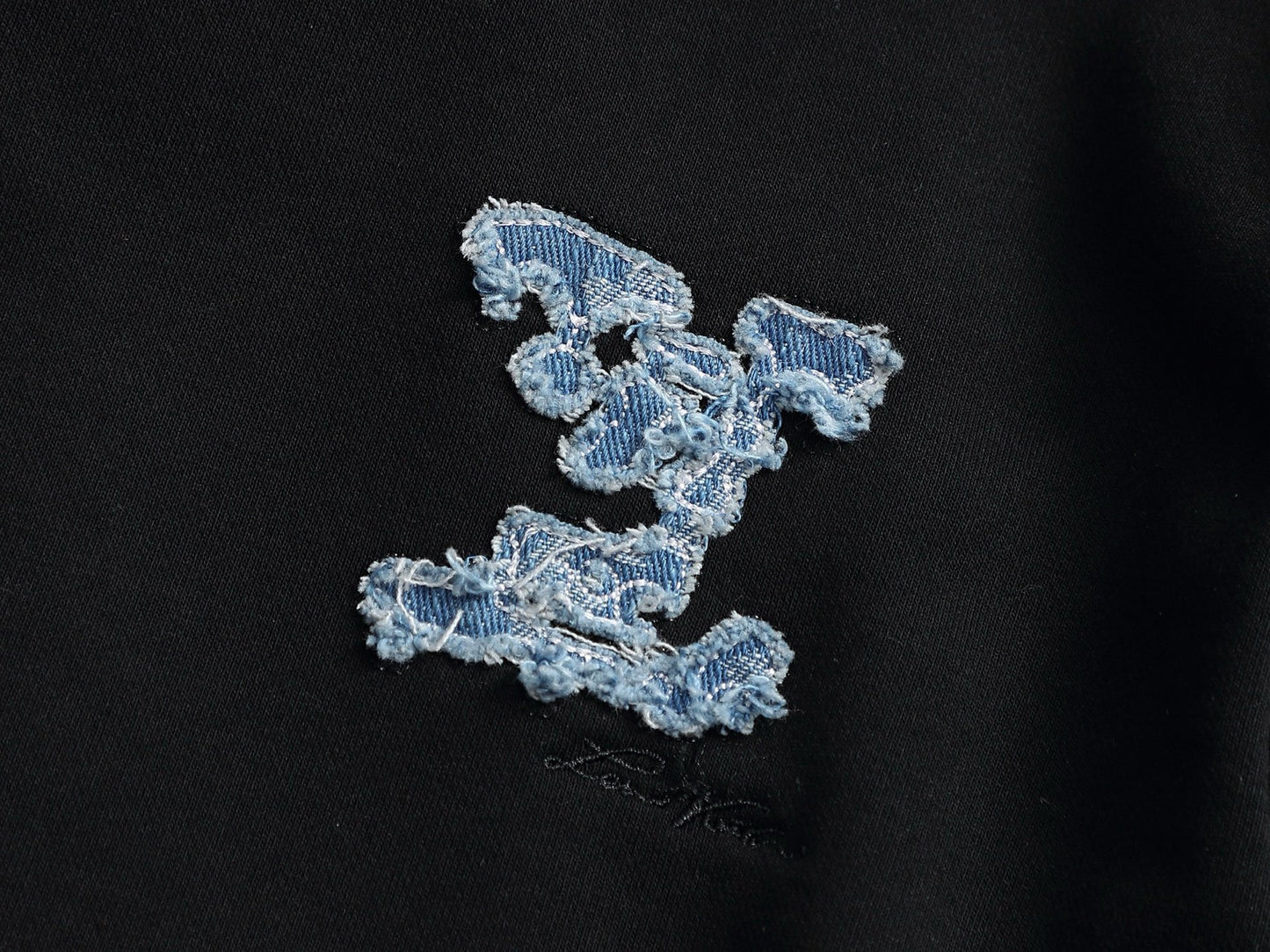 Black Gradient Hoodie with Blue LV Patch