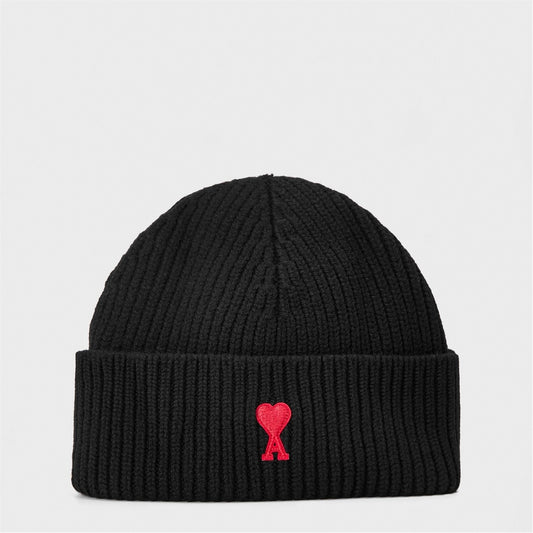 AMI Paris Men’s Alpaca Knitted Beanie in Black