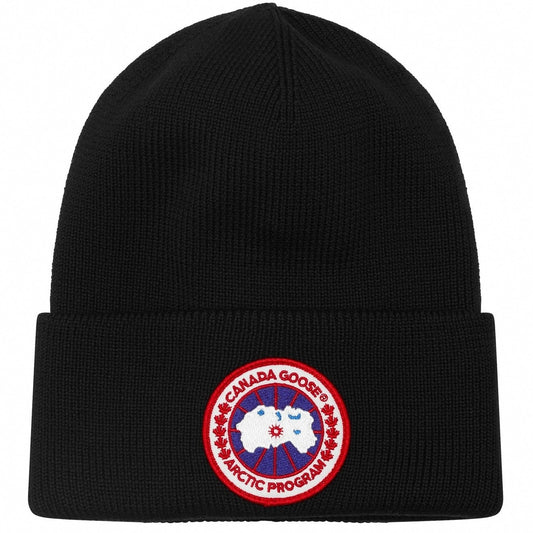 Men’s Plain Wool Disc Toque Beanie in Black