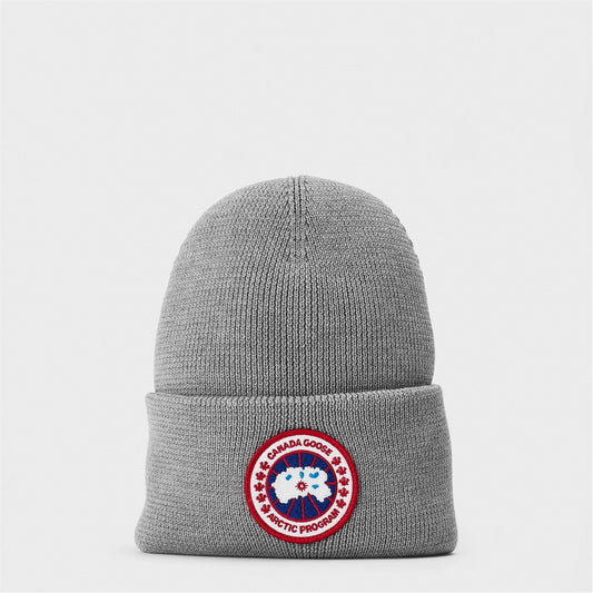 Men’s Plain Wool Disc Toque Beanie in Grey