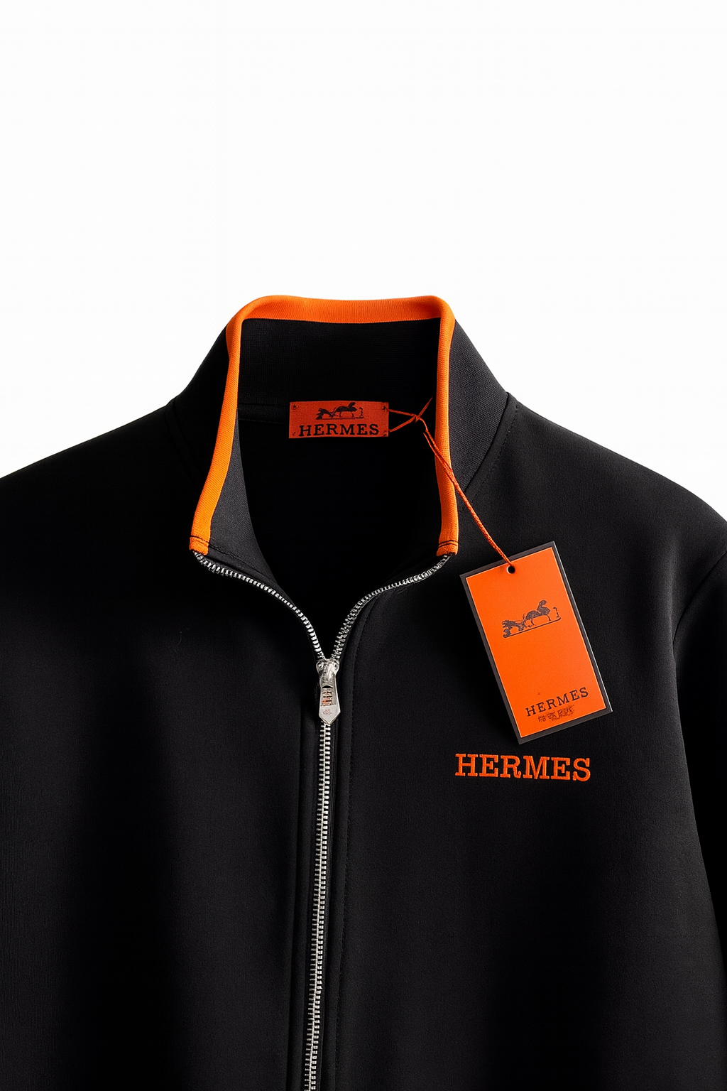 Black and Orange Zip Tracksuit Set