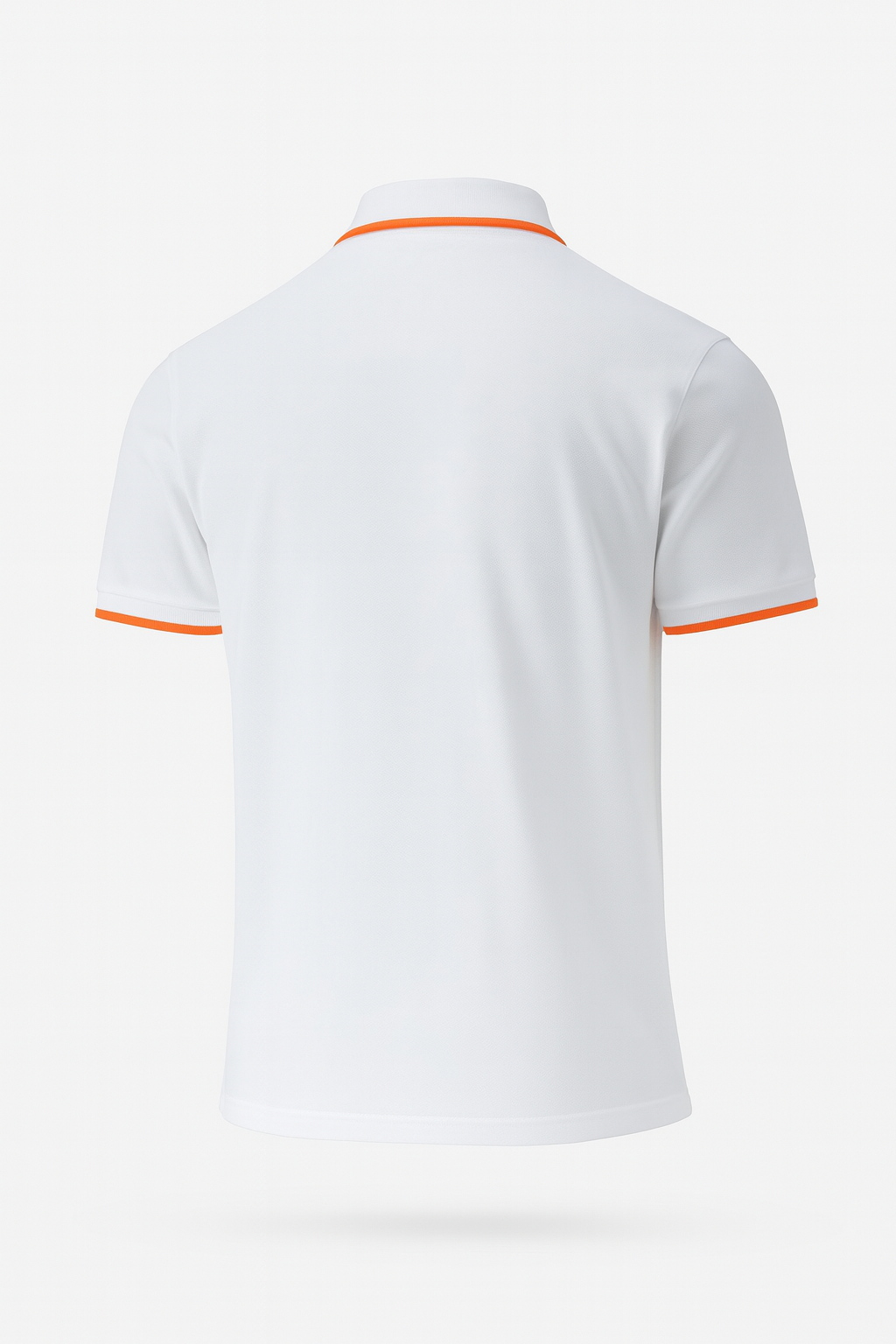 White Polo Shirt with Orange Accents and Signature “H” Embroidery