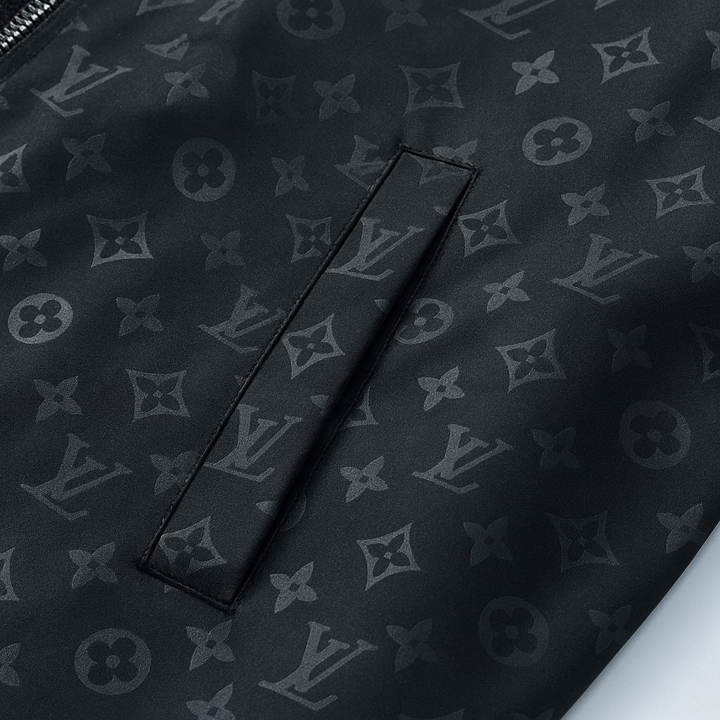 Black Monogram Hooded Windbreaker Jacket