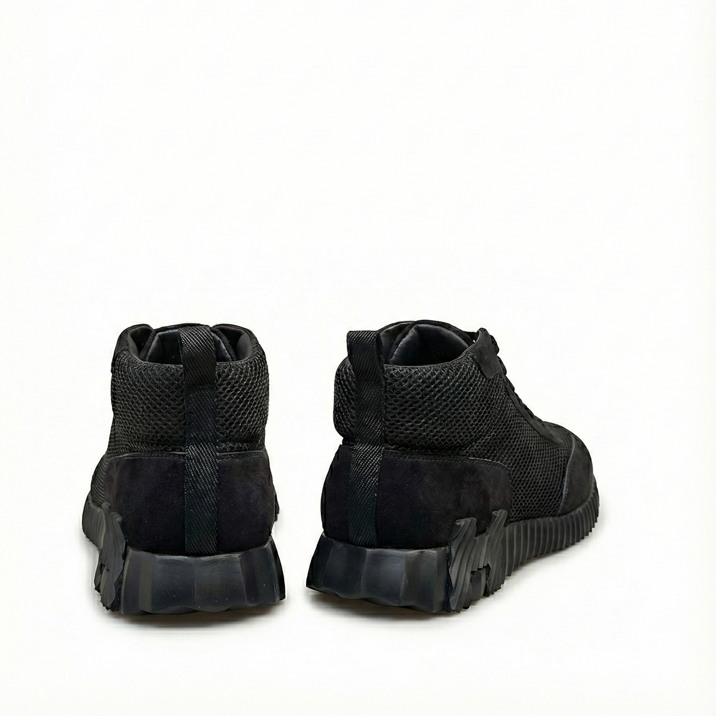 High-Top Sneakers in Black Suede Calfskin and Mesh