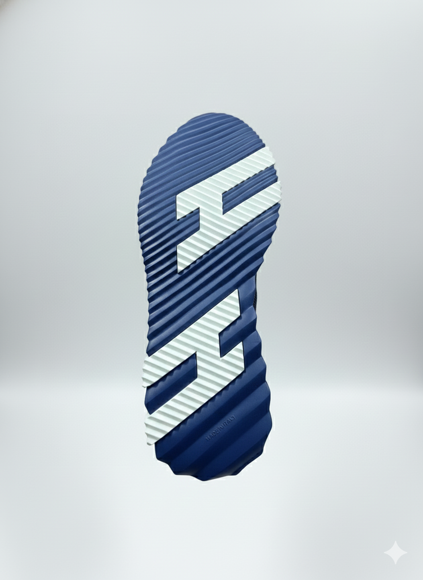 Bouncing High-Top Sneakers in Navy Suede and Mesh