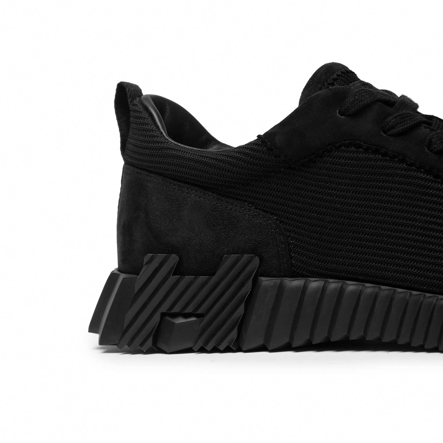 Bouncing Sneaker in in All-Black Mesh and Suede