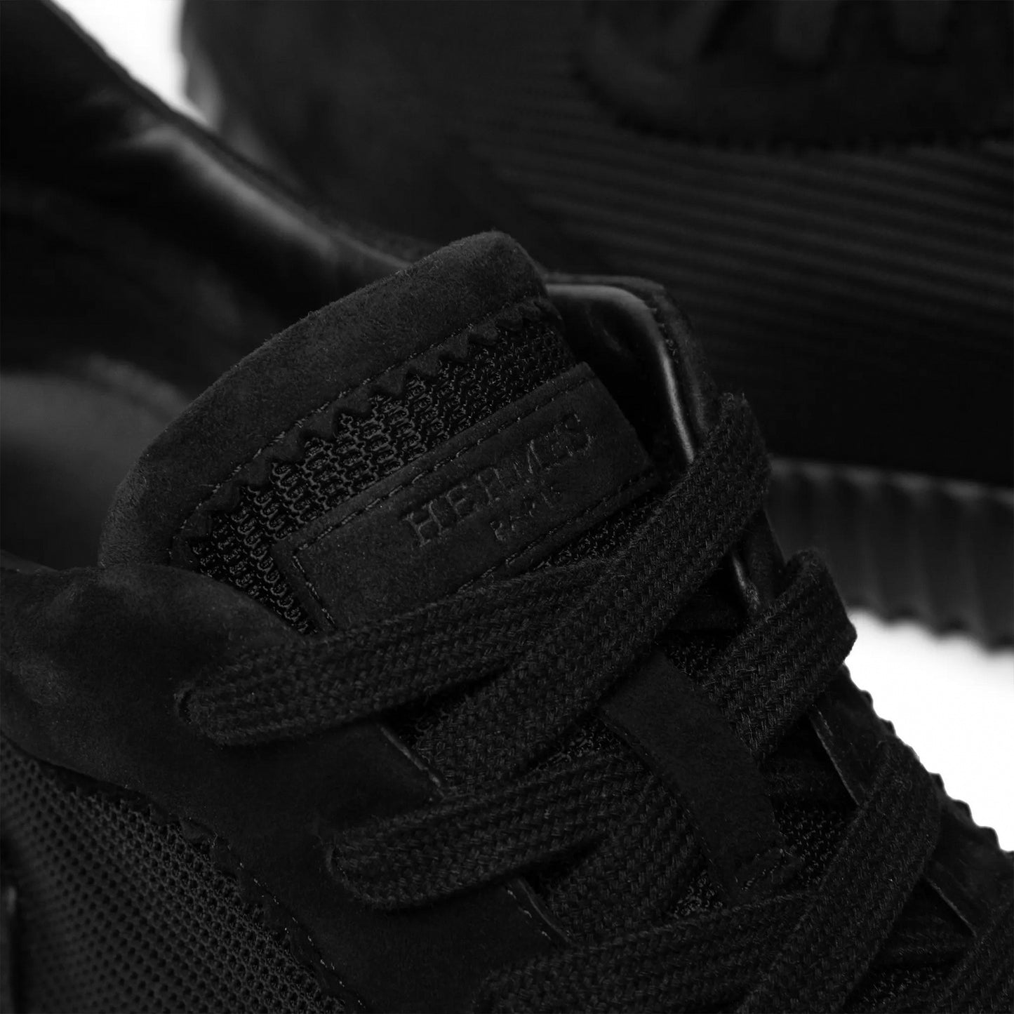 Bouncing Sneaker in in All-Black Mesh and Suede