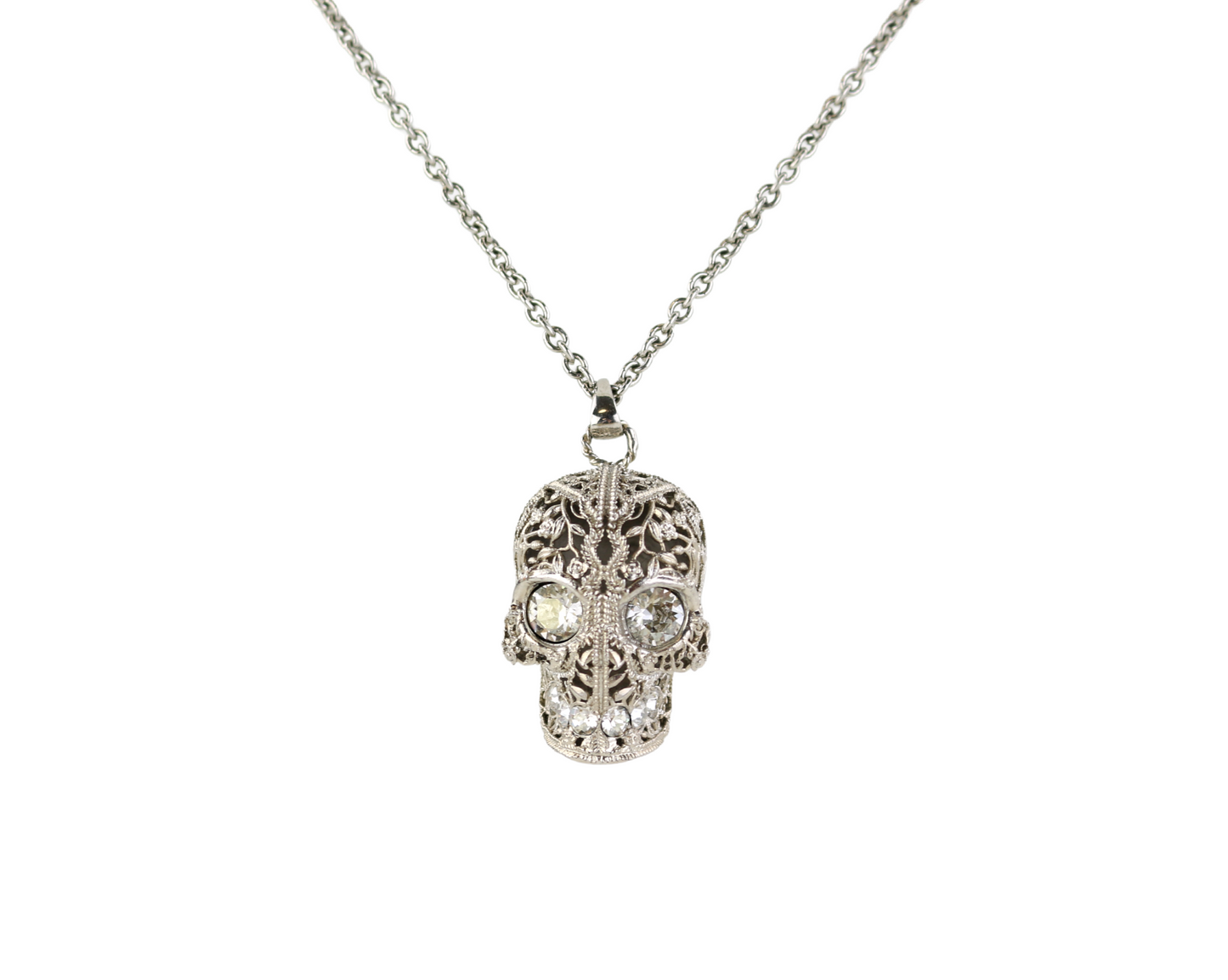 Silver/Crystal Skull Necklace