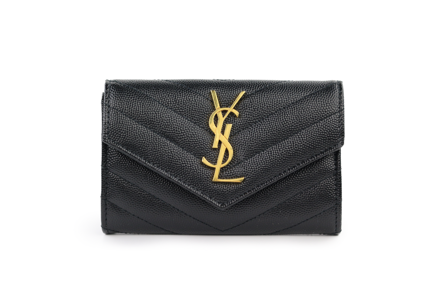 Black Matelasse Compact Wallet