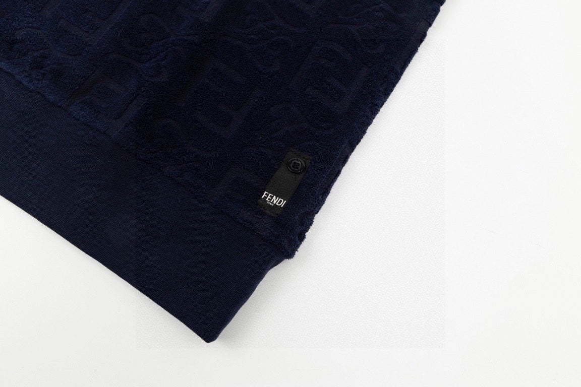 Textured Monogram Terry Polo Shirt – Navy