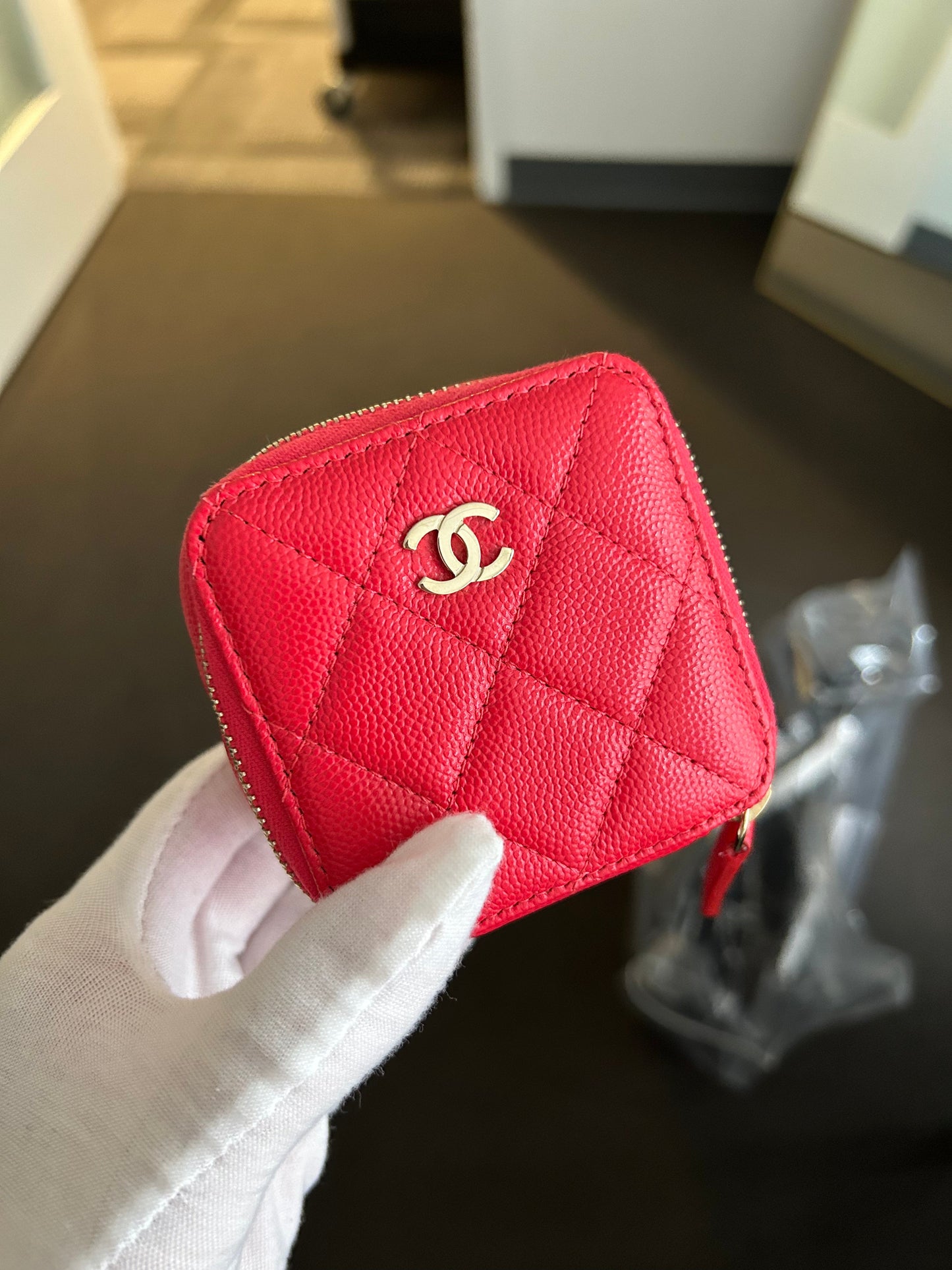 Red Caviar Zip Around Coin Holder
