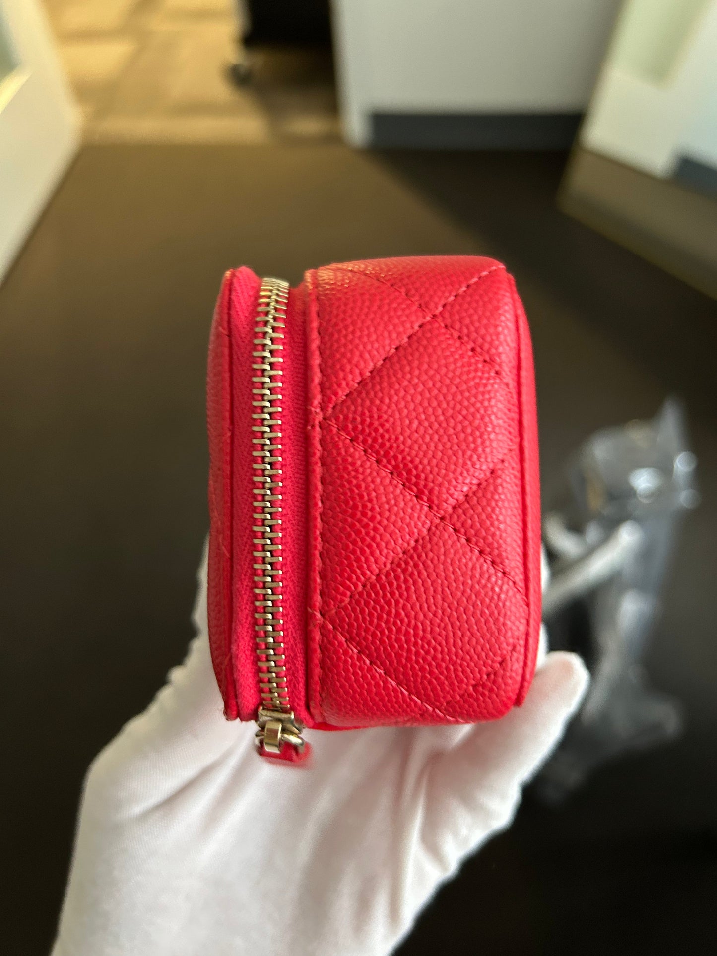 Red Caviar Zip Around Coin Holder
