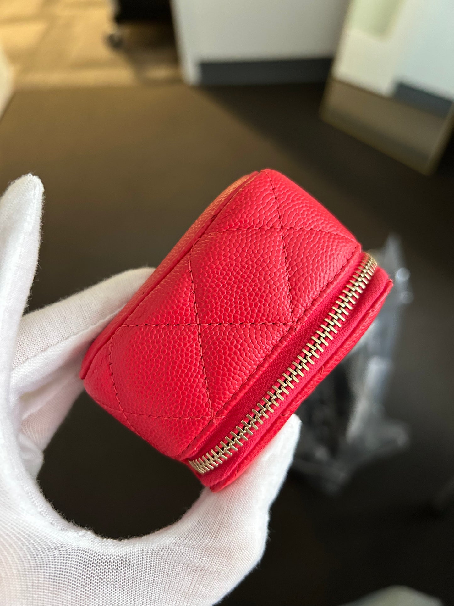 Red Caviar Zip Around Coin Holder