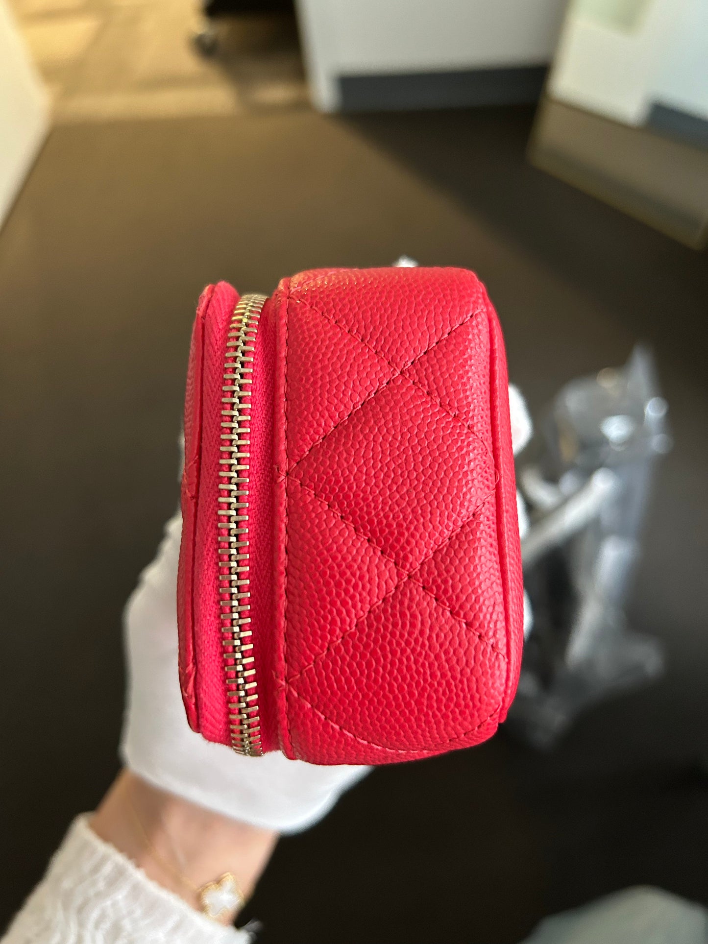 Red Caviar Zip Around Coin Holder