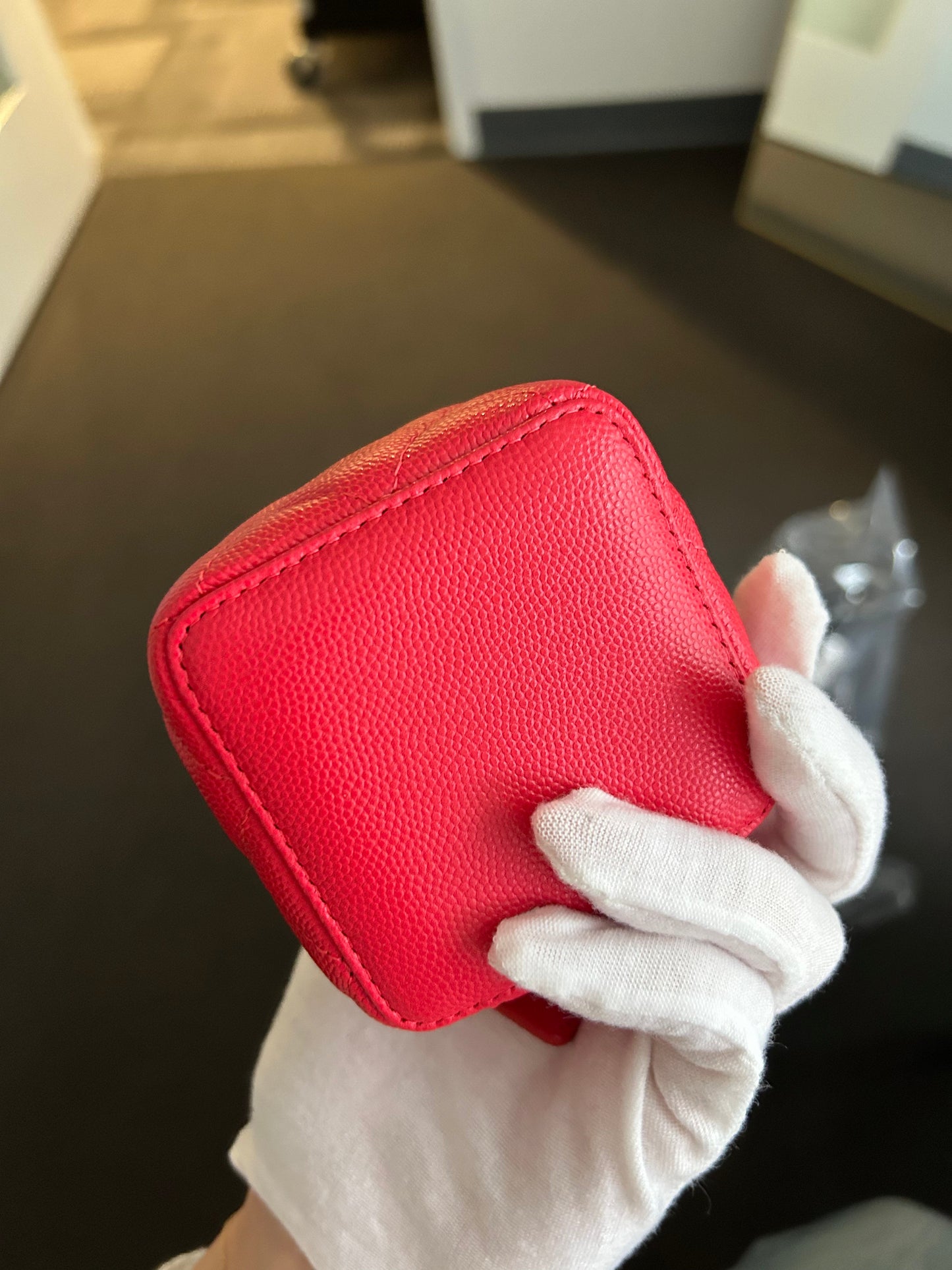 Red Caviar Zip Around Coin Holder