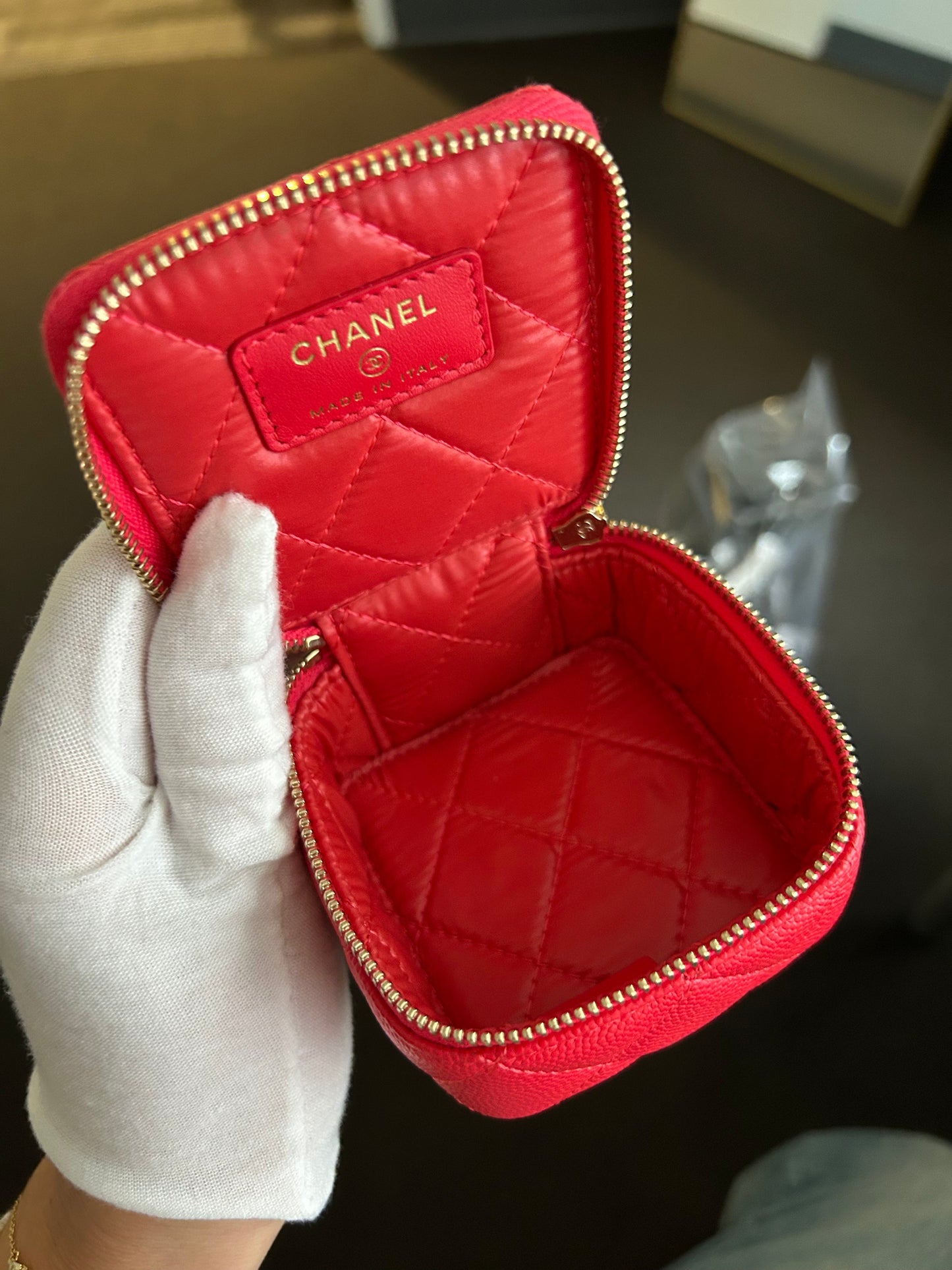 Red Caviar Zip Around Coin Holder