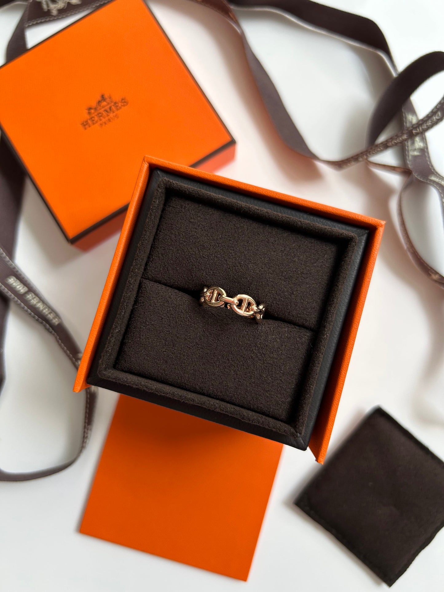Rose Gold Chaine d'Ancre Enchainee Ring PM 48