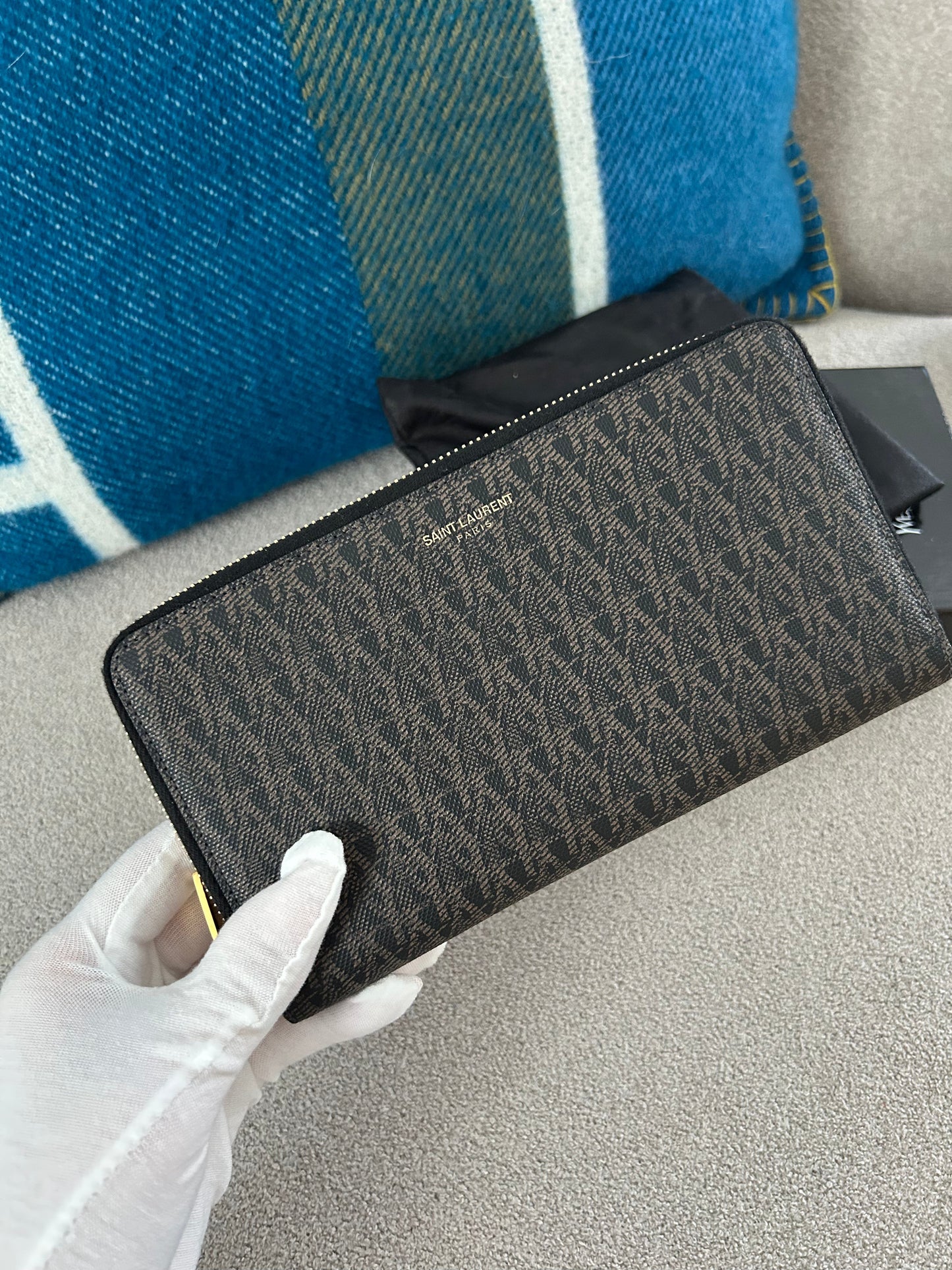 Black/Brown Monogram Classic Zip Around Wallet