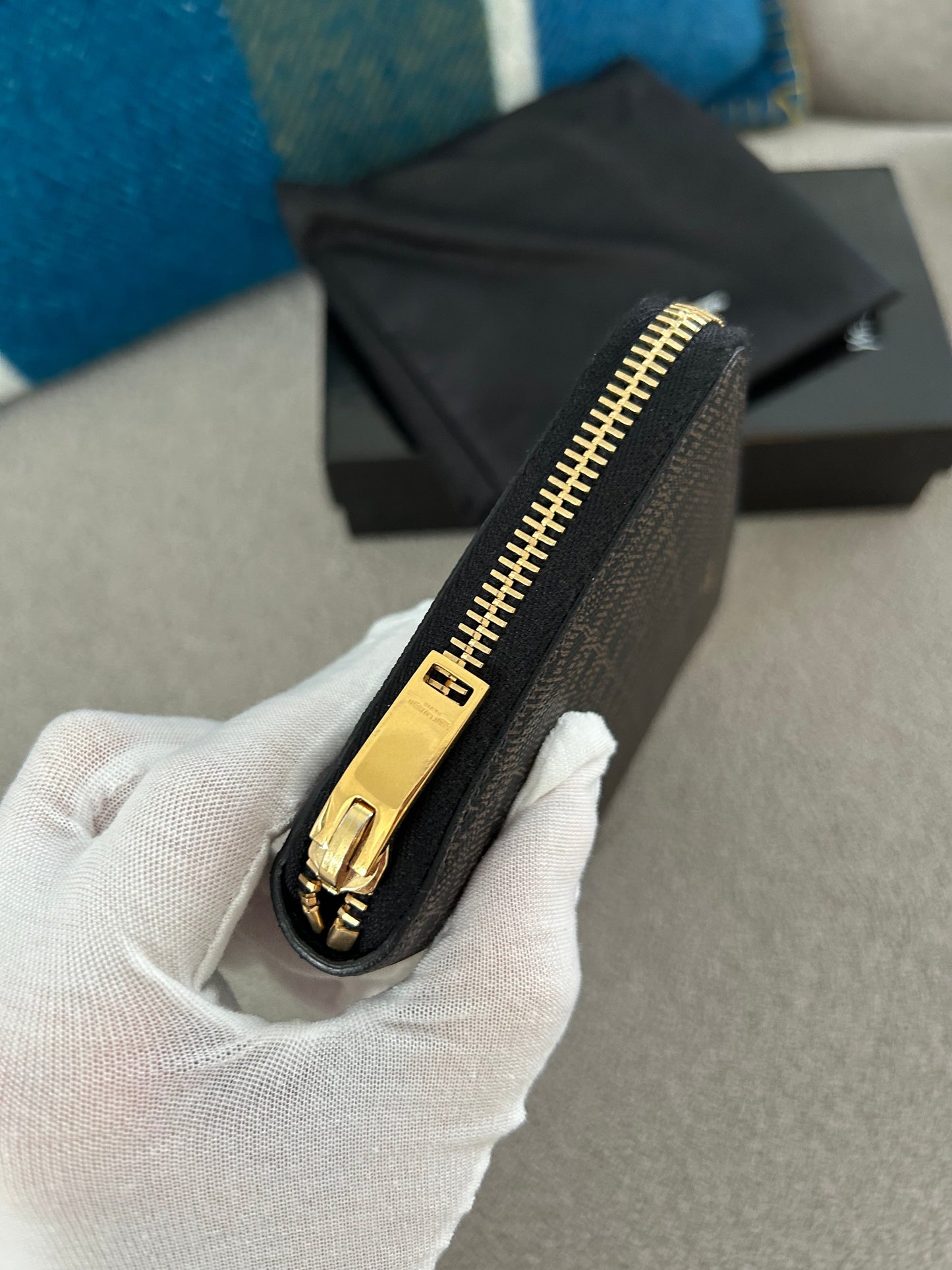 Black/Brown Monogram Classic Zip Around Wallet