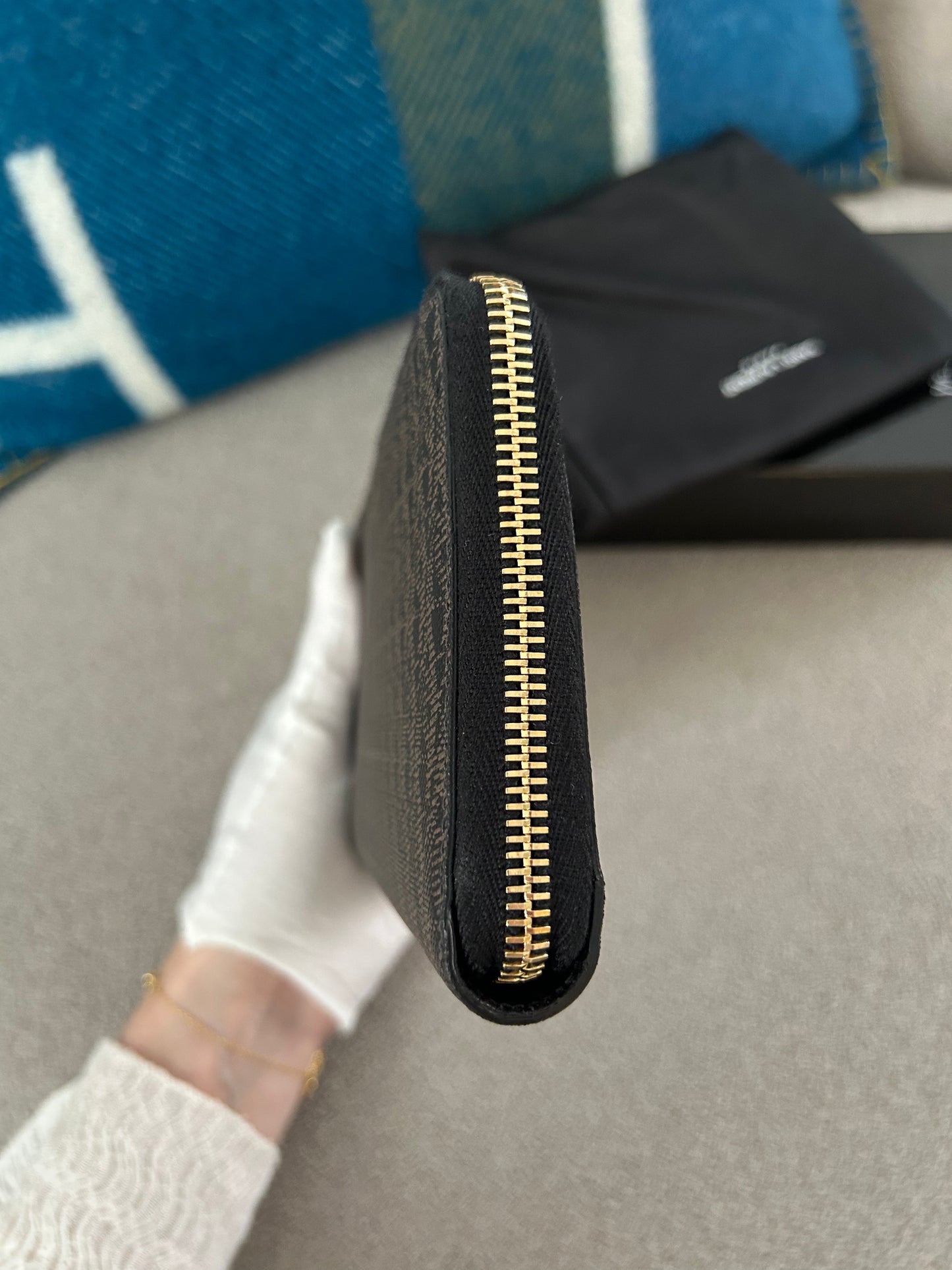 Black/Brown Monogram Classic Zip Around Wallet