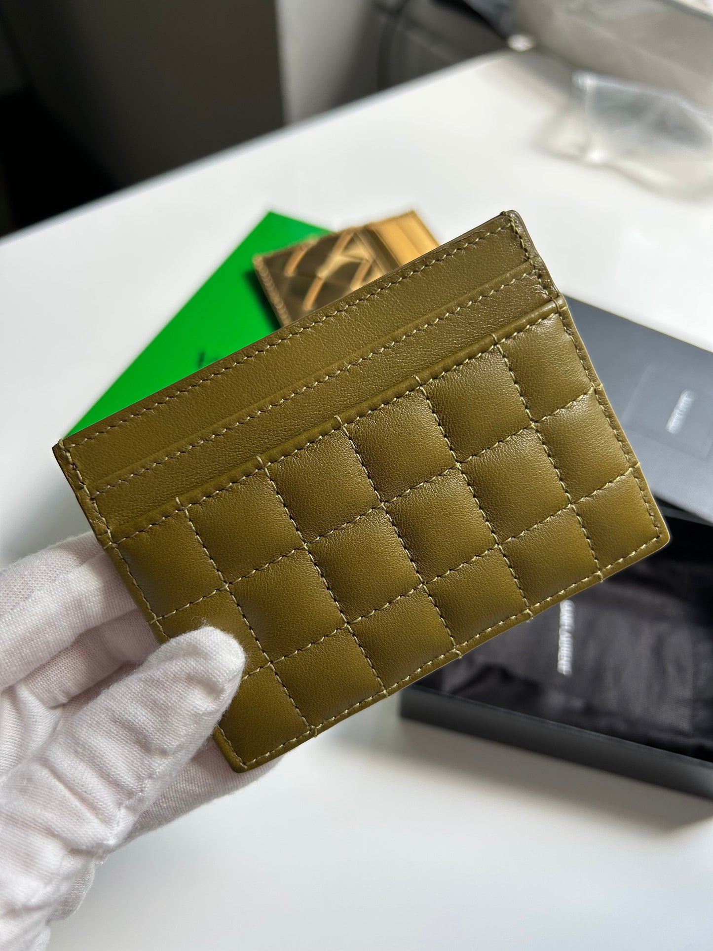 Olive Drab Lambskin Cassandre Card Holder