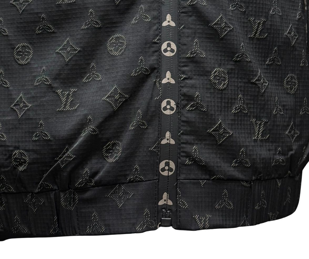 Black LV Monogram Hooded Windbreaker