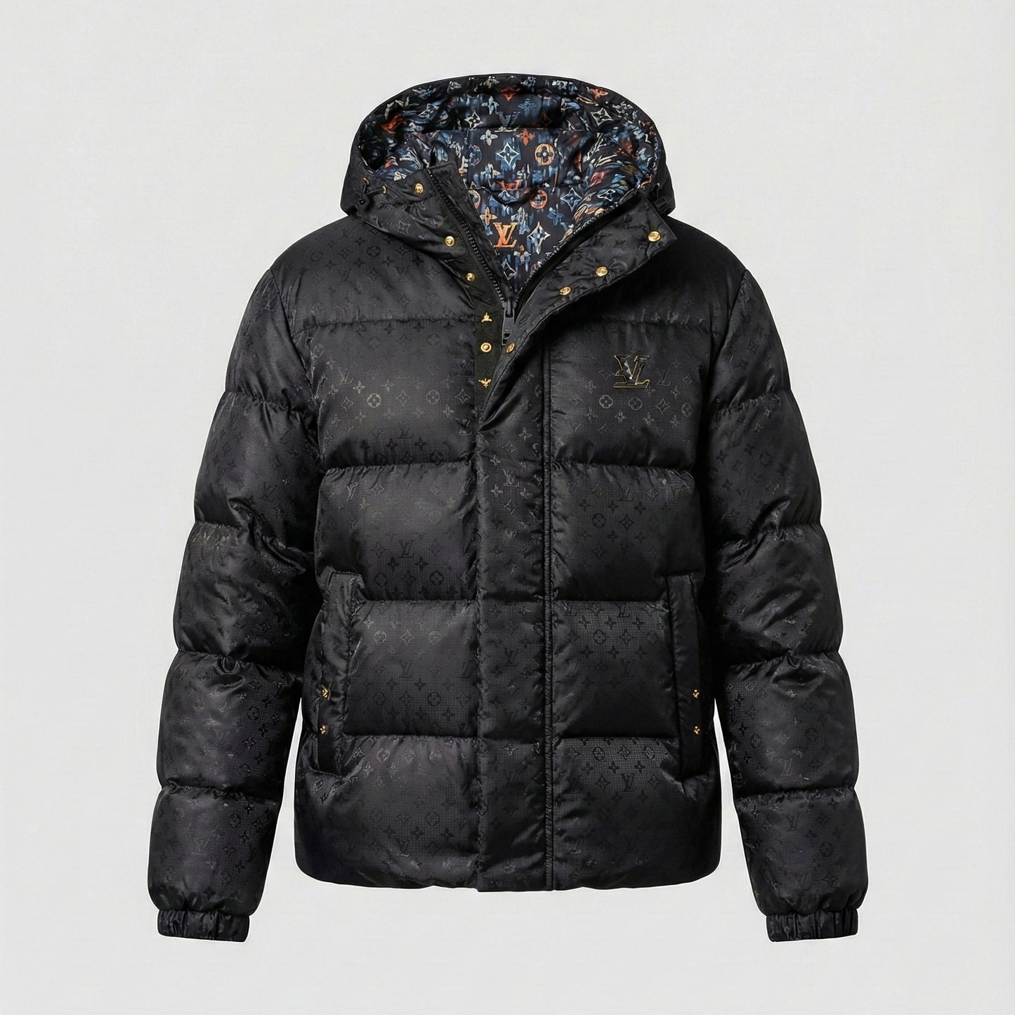 Glossy Monogram Puffer Jacket - Black