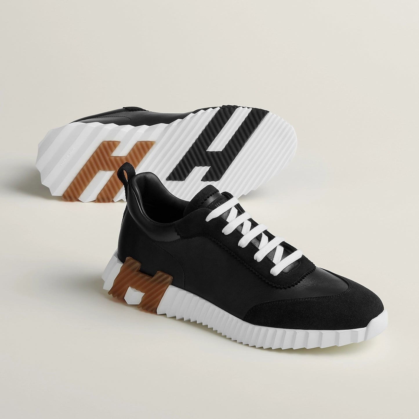 Bounce Sneaker – Black Calfskin with Signature “H” Sole