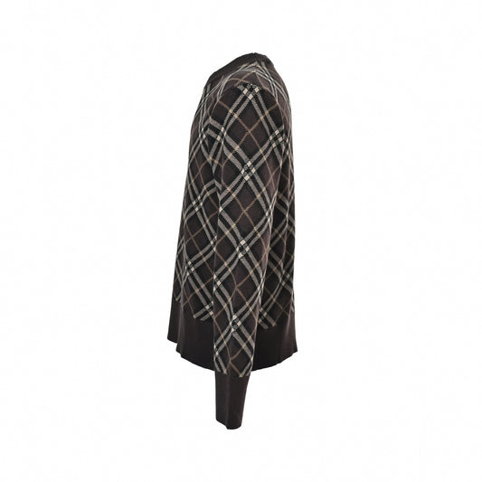 Brown Checked Wool Jumper