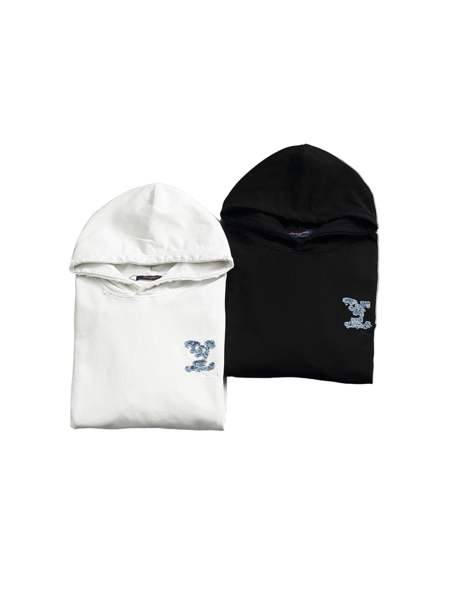 Black Gradient Hoodie with Blue LV Patch