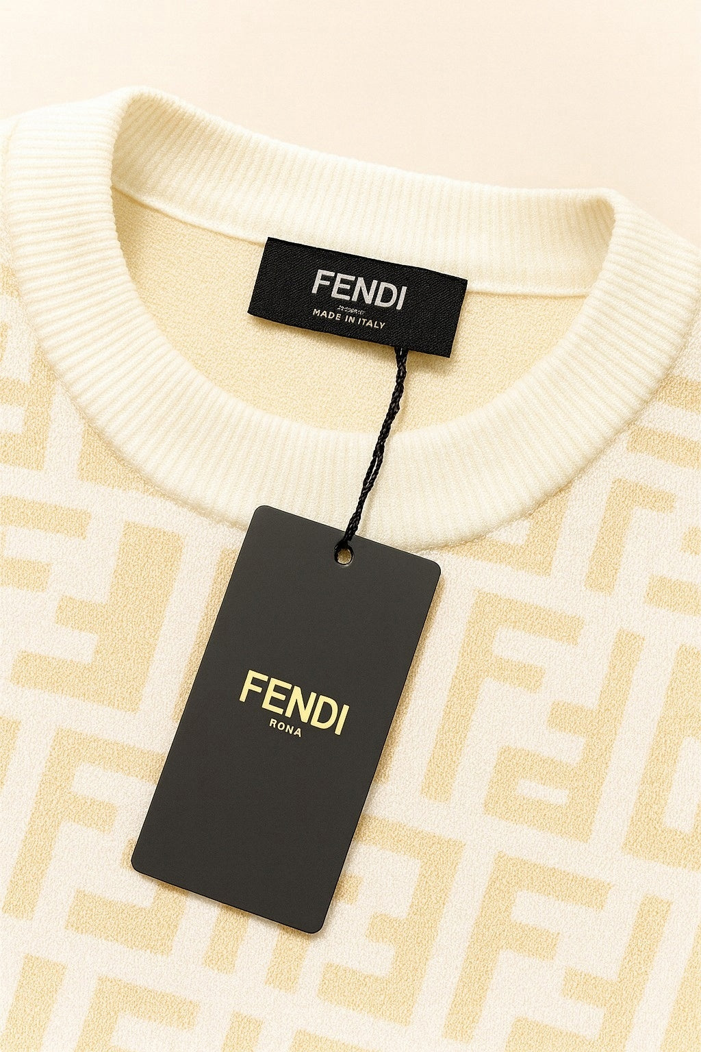 Beige and White Monogram Knit Sweater