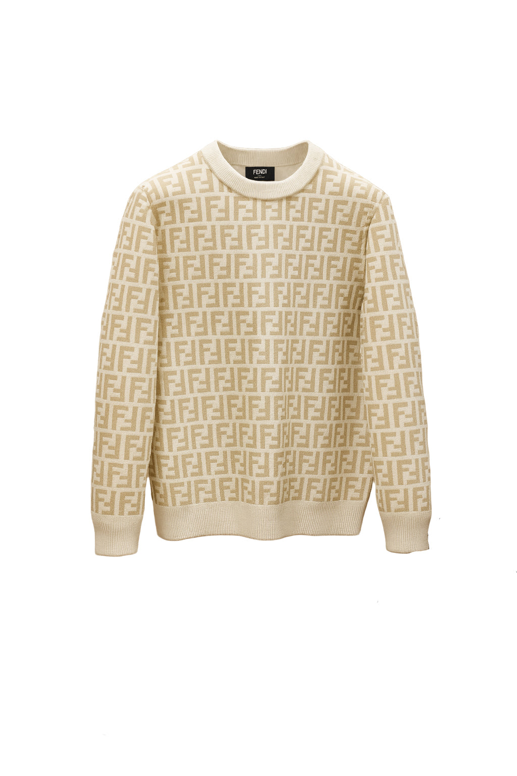 Beige and White Monogram Knit Sweater