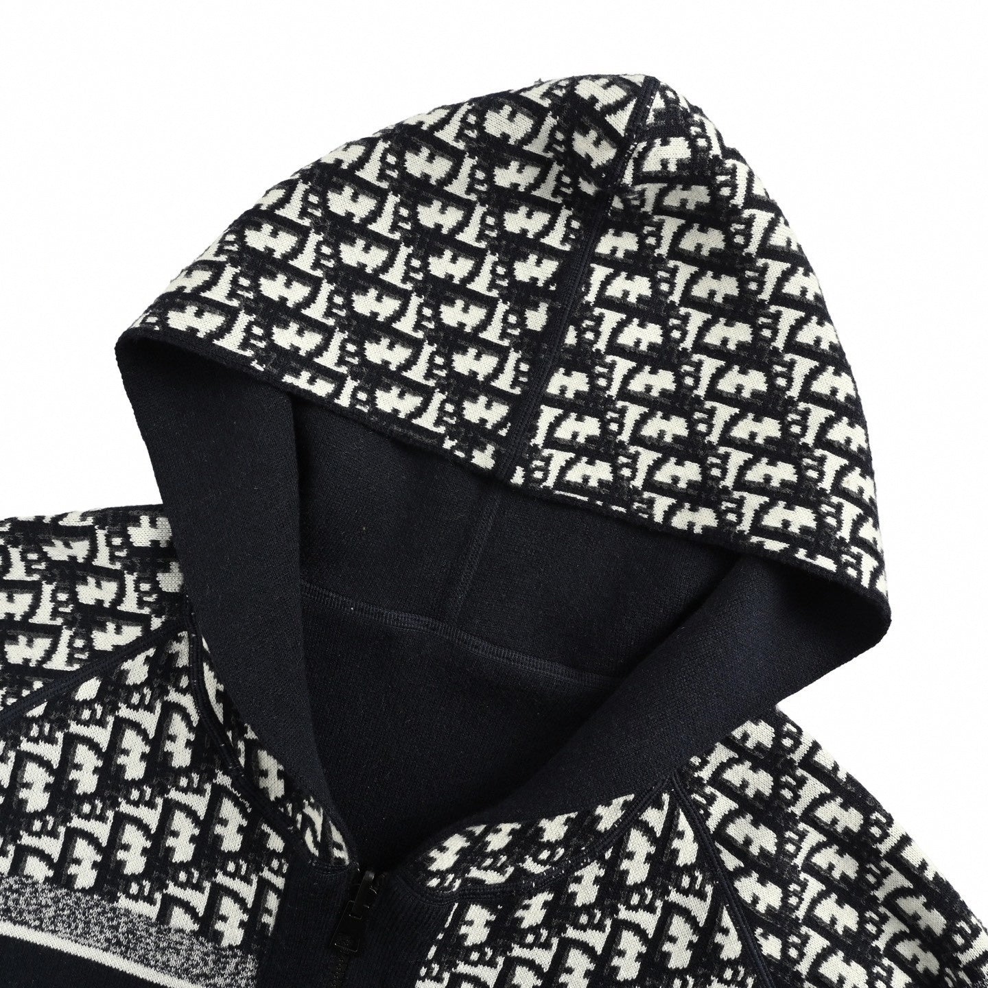 Dior Oblique All-Over Zip-Up Knit Hoodie