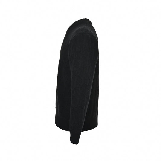 Black Textured Oblique Knit Sweater