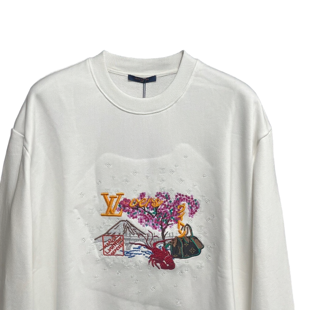 White Embroidered “LV Lovers” Jumper