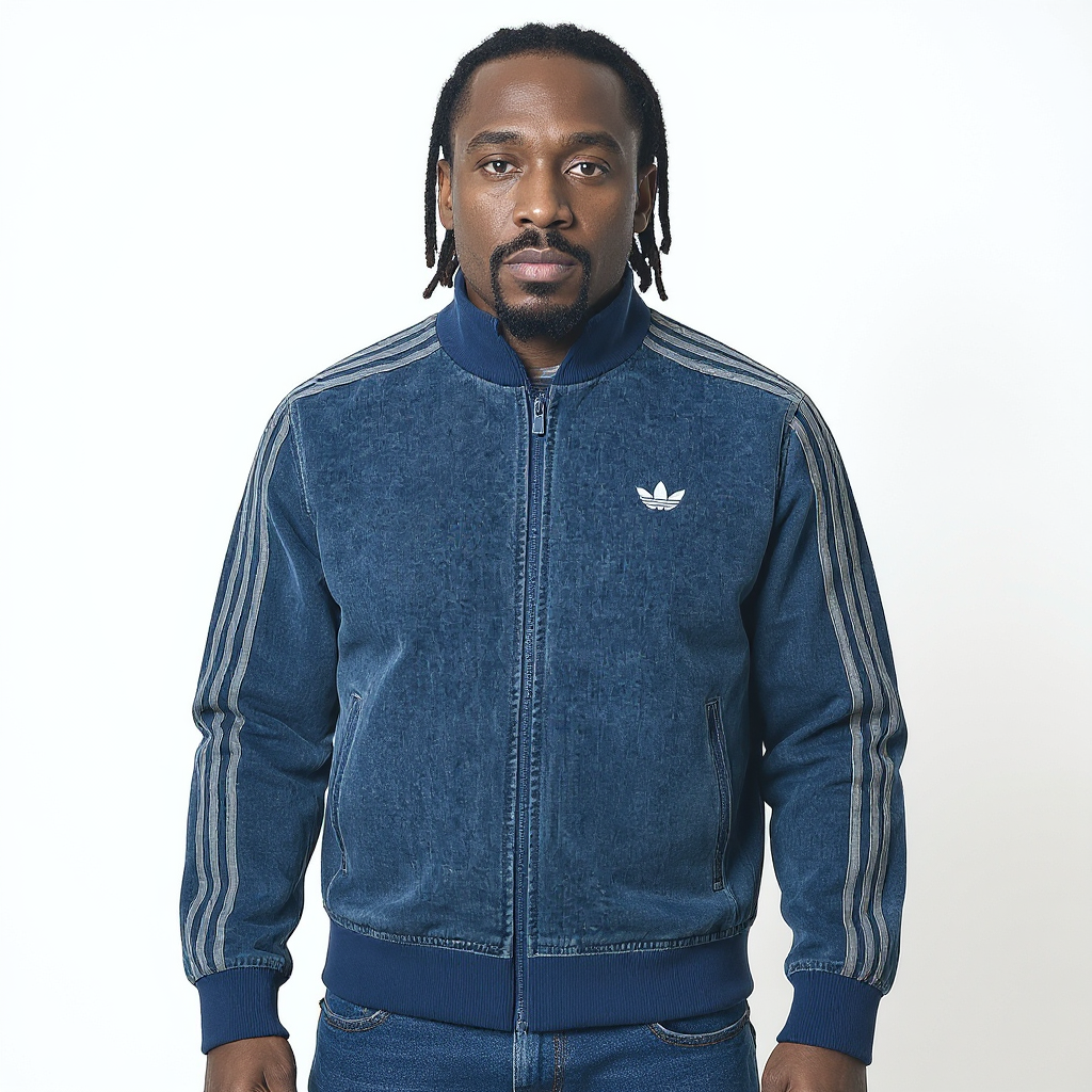 Navy Denim Track Jacket