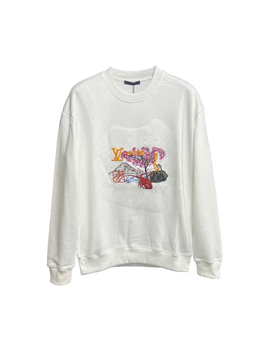 White Embroidered “LV Lovers” Jumper