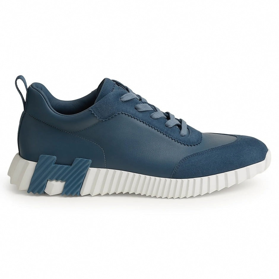 Bouncing Sneaker in Blue Calfskin and Suede