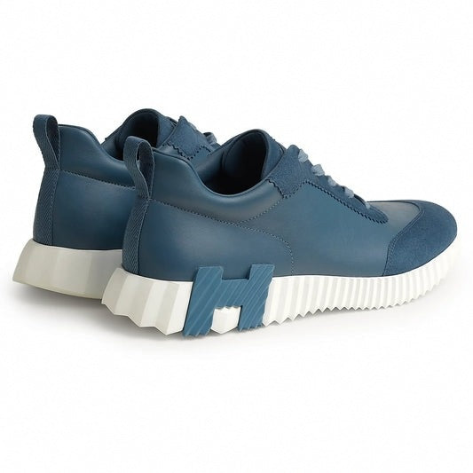Bouncing Sneaker in Blue Calfskin and Suede