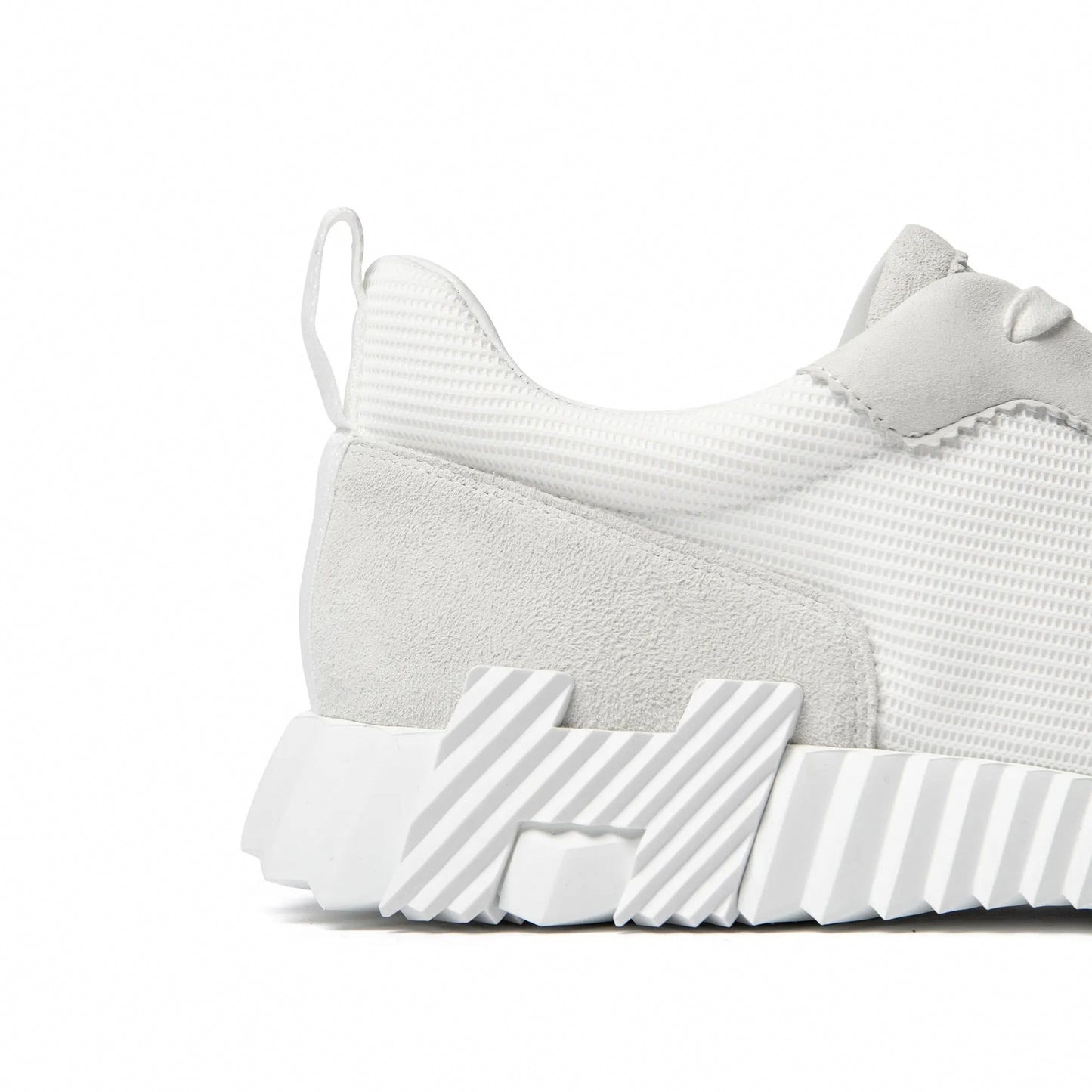 Bouncing Sneaker in White Suede and Technical Knit