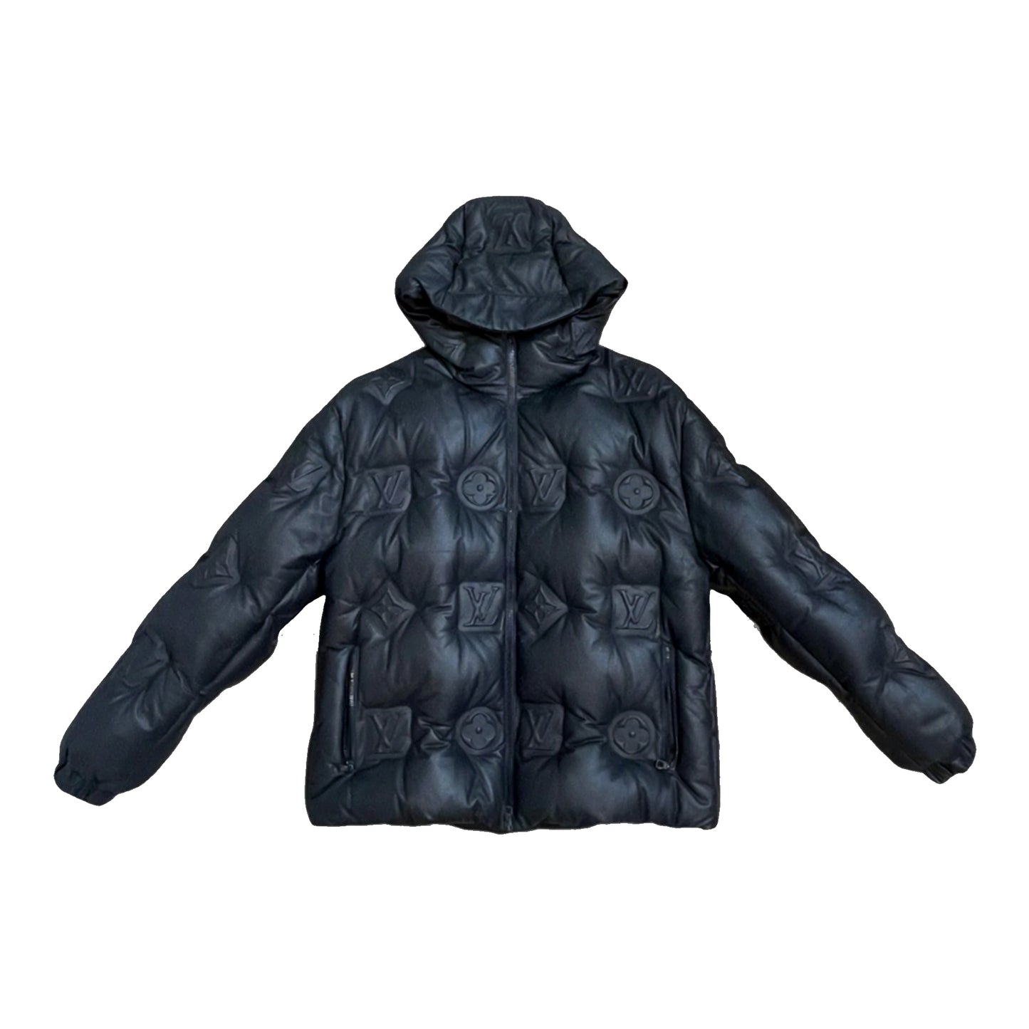Black Embossed Hooded jacket