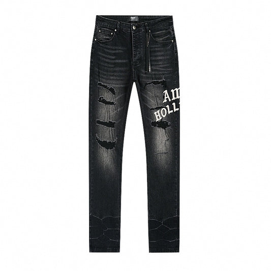 Hollywood Distressed Black Denim Jeans