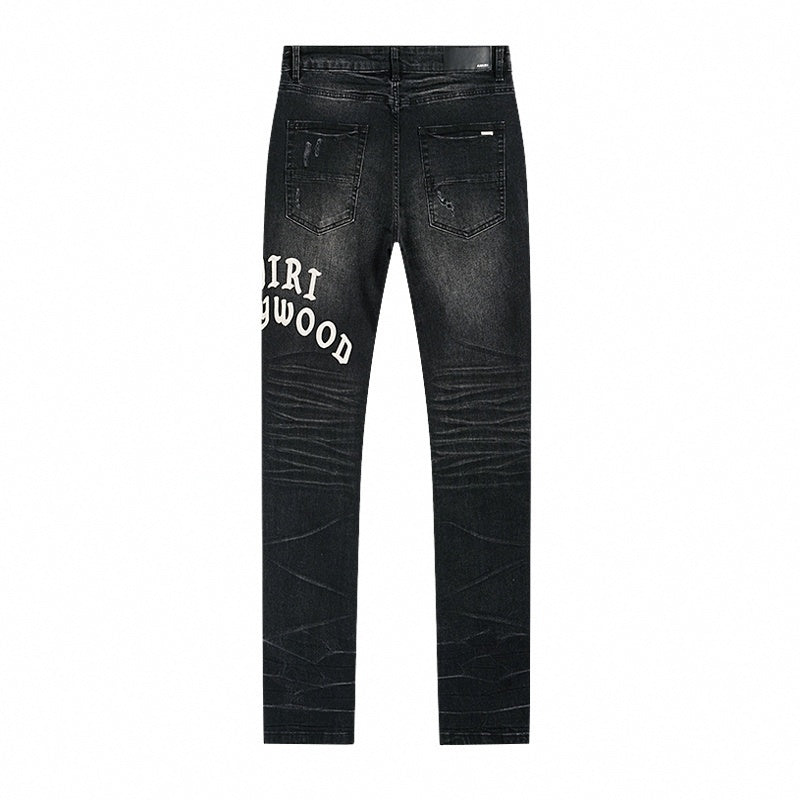 Hollywood Distressed Black Denim Jeans