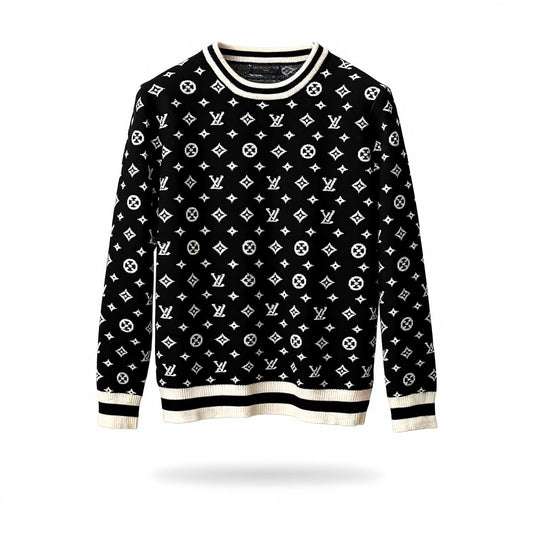 Black Monogram Knit Sweater
