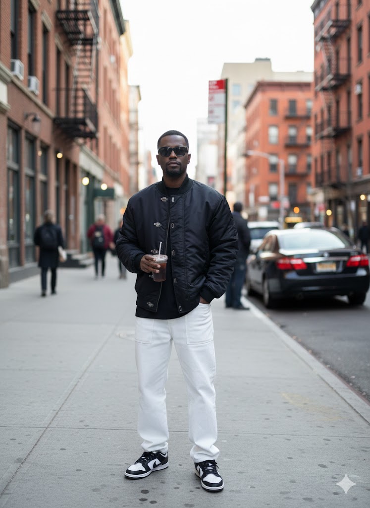 Black Nylon Bomber Jacket