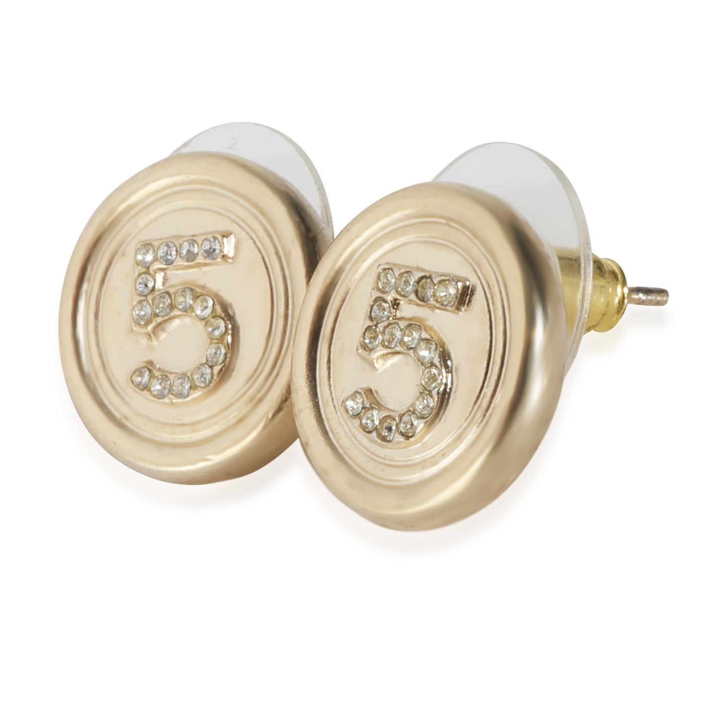 Gold Number 5 Stud Earrings