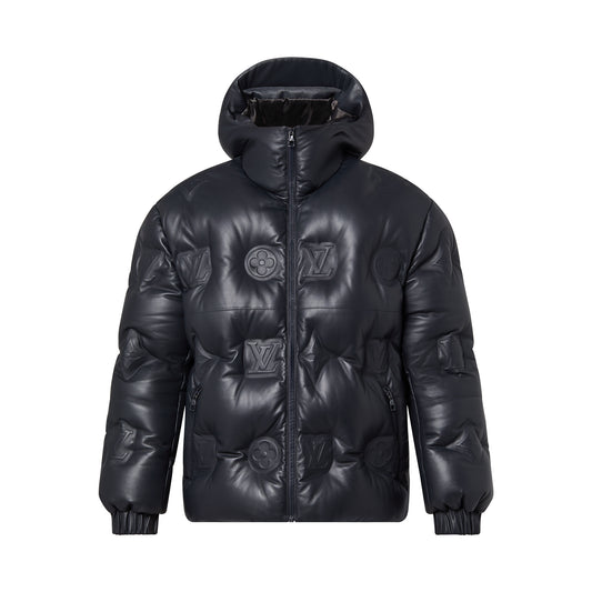 Black Embossed Hooded jacket