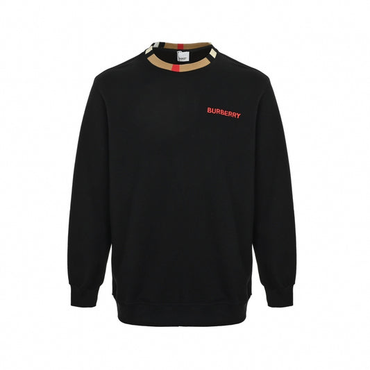 Boutique Black Crewneck Sweatshirt with Icon Stripe Trim